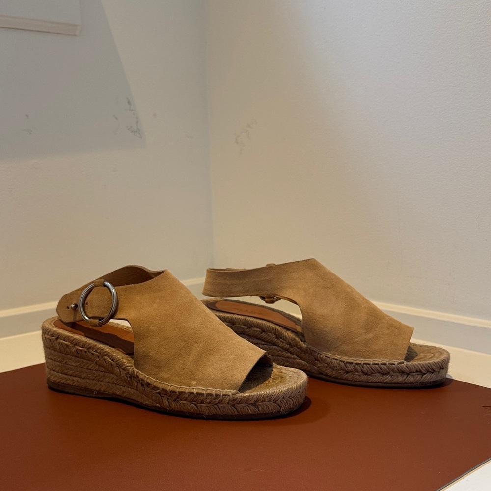 rag & bone Tan Suede Espadrille Wedge Sandals